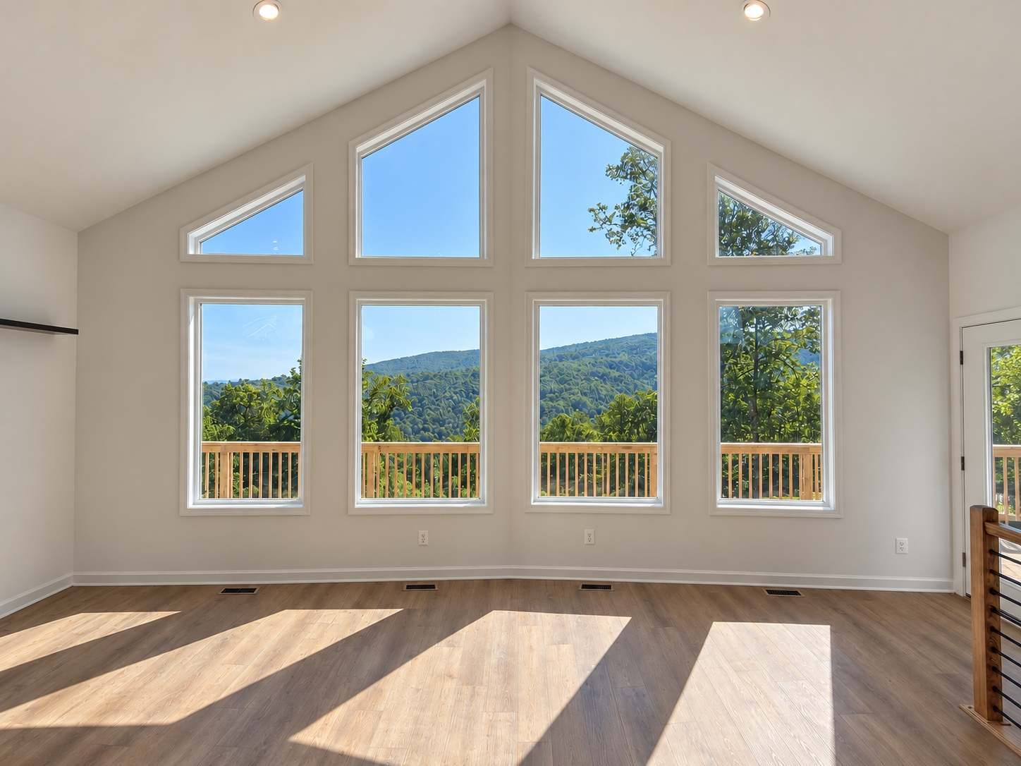 Grace Chalet vaulted window wall overlooking the valley